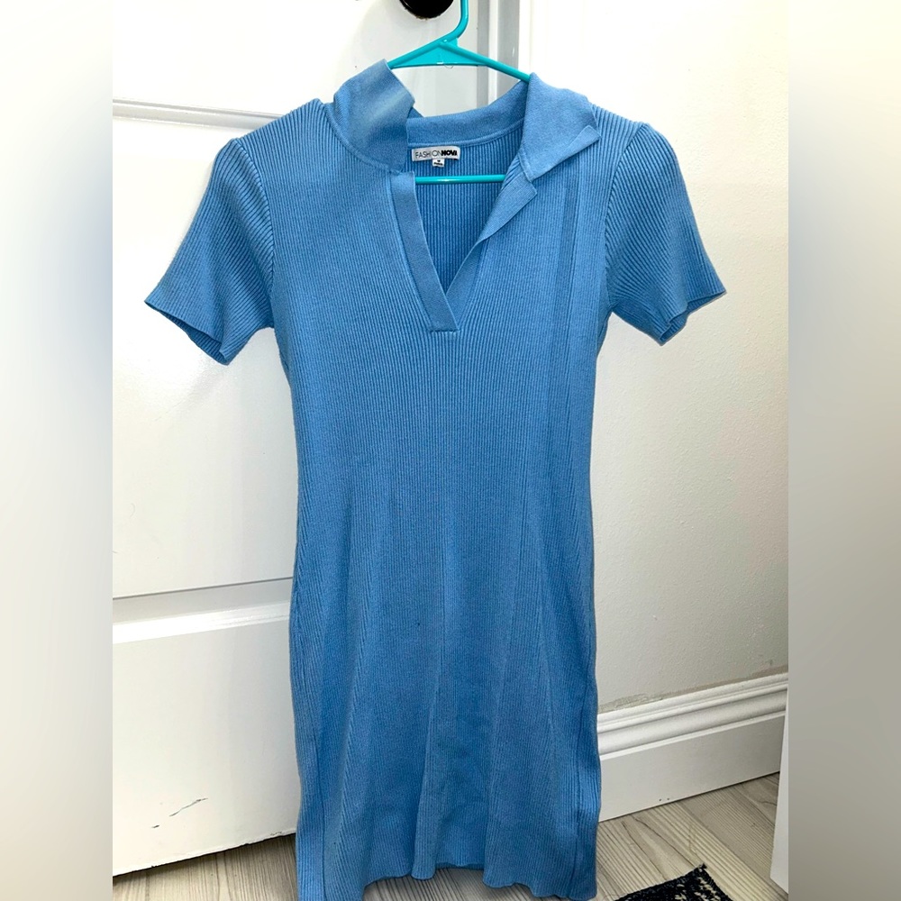 Light blue tight fitting dress